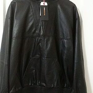 Leather quarter zip hoodie